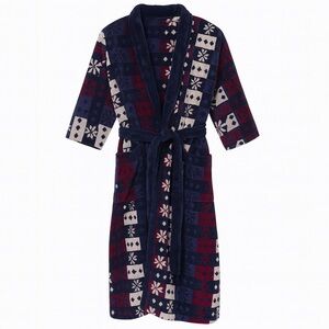 VTG Perry Ellis Nordic Print Thick Terry Cloth Belted Robe – Men’s One Size